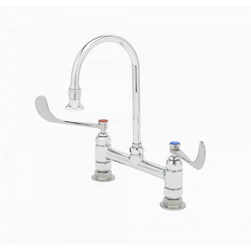 8'' Deck Mount Medical Faucet, Swivel/Rigid Gooseneck w/2.2 GPM Rosespray, 6''