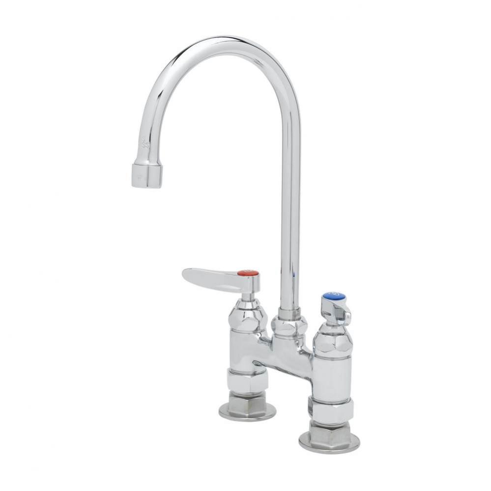 Double Pantry Faucet, 4'' Deck Mount, Eternas, Swivel Gooseneck, 2.2 gpm Aerator