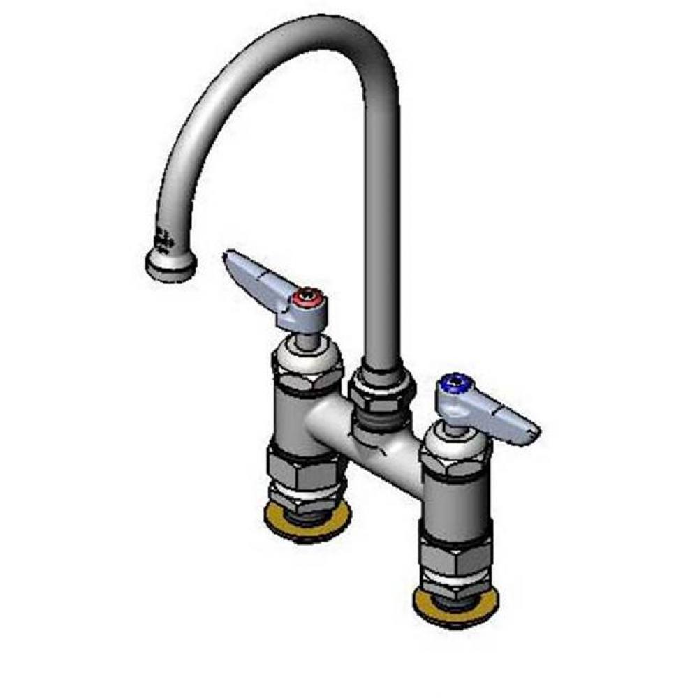 4'' c/c Double Pantry Faucet, Ceramas, Swivel Gooseneck, Lever Handles & 00CC Inlets