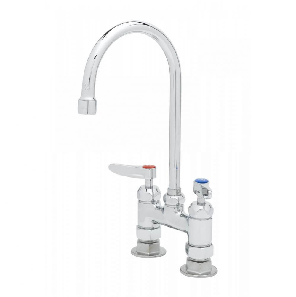 4'' c/c Double Pantry Faucet, Ceramas, Swivel Gooseneck, Lever Handles & 00CC Inlets