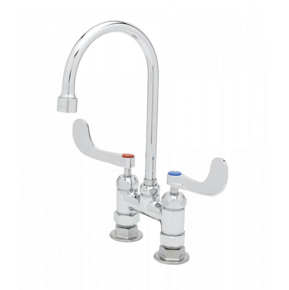 4'' c/c Double Pantry Faucet, Swivel Gooseneck, 4'' Handles, Cerama Cartridges