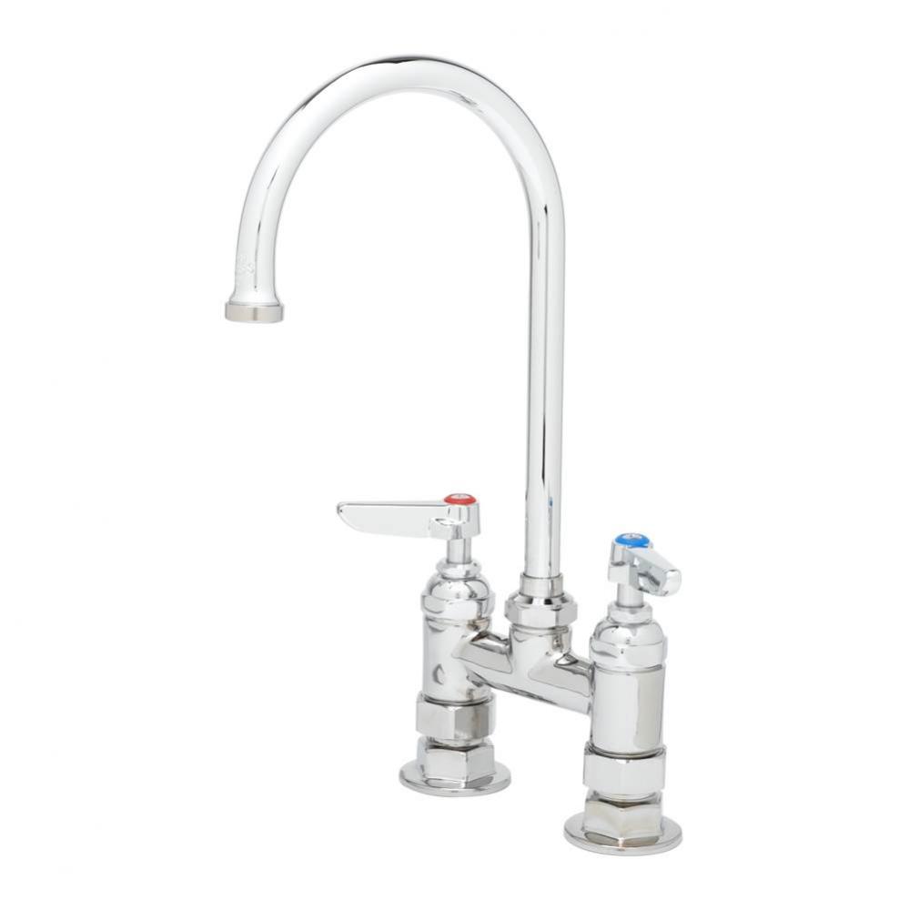 4'' c/c Double Pantry Faucet, Swivel Gooseneck, Lever Handles, 00AA Inlets & Ceramas