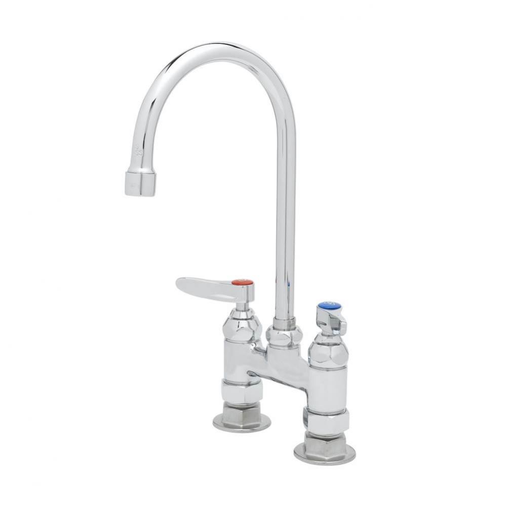 4'' c/c Pantry Faucet, Deck Mount, Swivel Gooseneck, Lever Handles & B-0425 Supply K