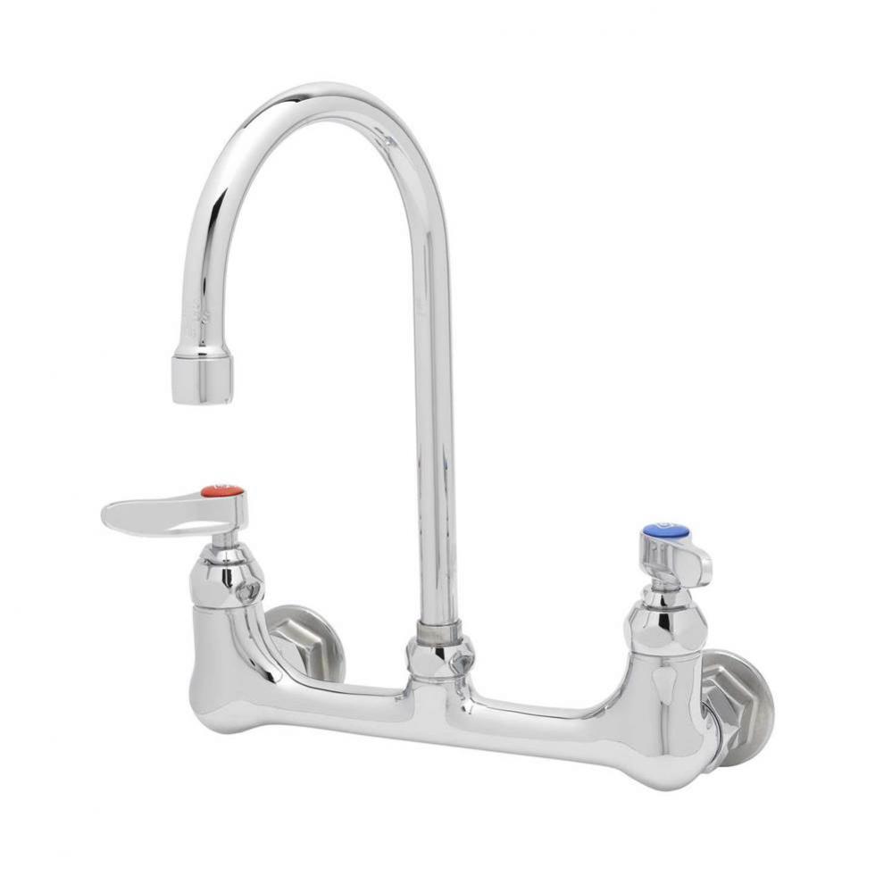 Faucet, Wall Mount, 8'' Centers, Eternas, Swivel Gooseneck, Lever Handles