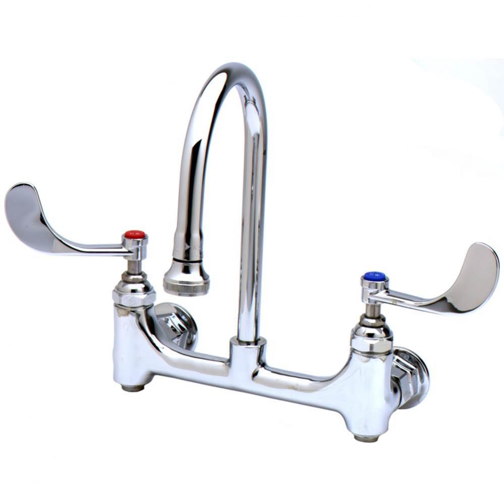 Medical Faucet, Wall Mount, 8'' Centers, Swivel/Rigid GN, 2.2 GPM Rosespray, Built-In St