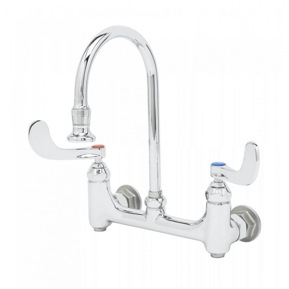 Medical Faucet, Wall Mount, 8'' Centers, Swivel/Rigid GN, 2.2 GPM Rosespray, Built-In St