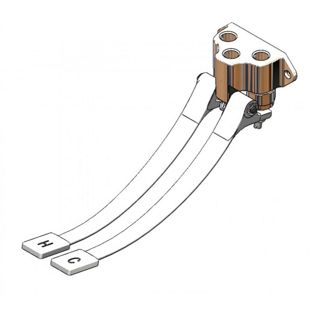Double Pedal Valve, Wall Mount, 1/2'' NPT Inlet & Outlet, Slow Close Cartridge