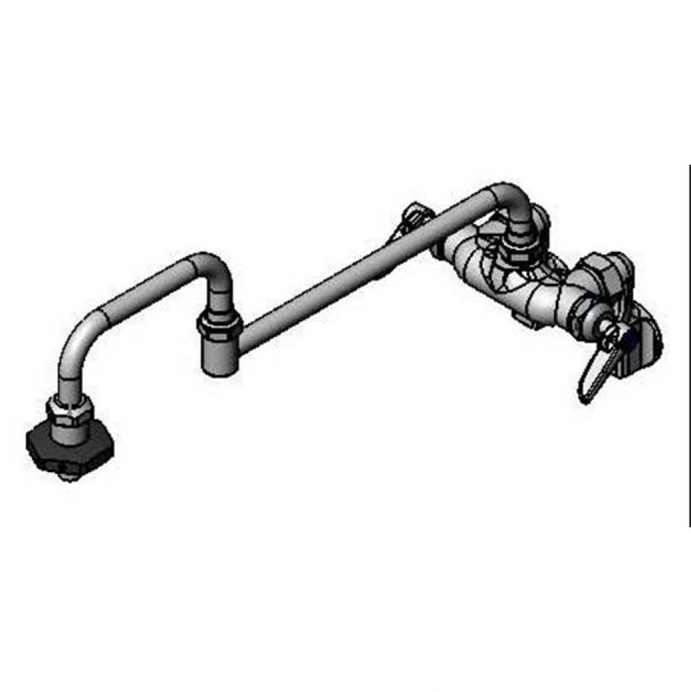 Double Pantry Faucet, Wall Mount, Adjustable Centers, 18'' Double-Joint Swing Nozzle, In