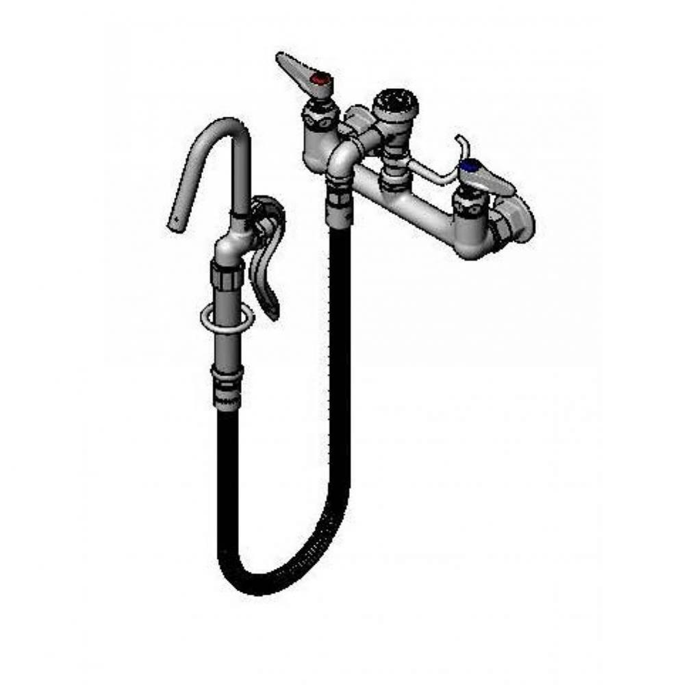 Pot Filler, Wall Mount, 8'' Centers, Vacuum Breaker, 36'' Hose, Hook Nozzle