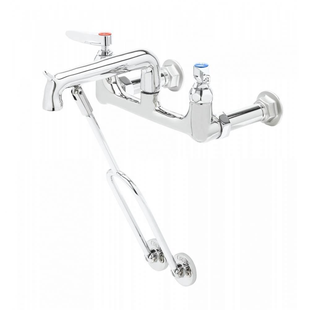 Service Sink Faucet, Wall Mount, 8'' Centers, Wall Brace, Polished Chrome Finish