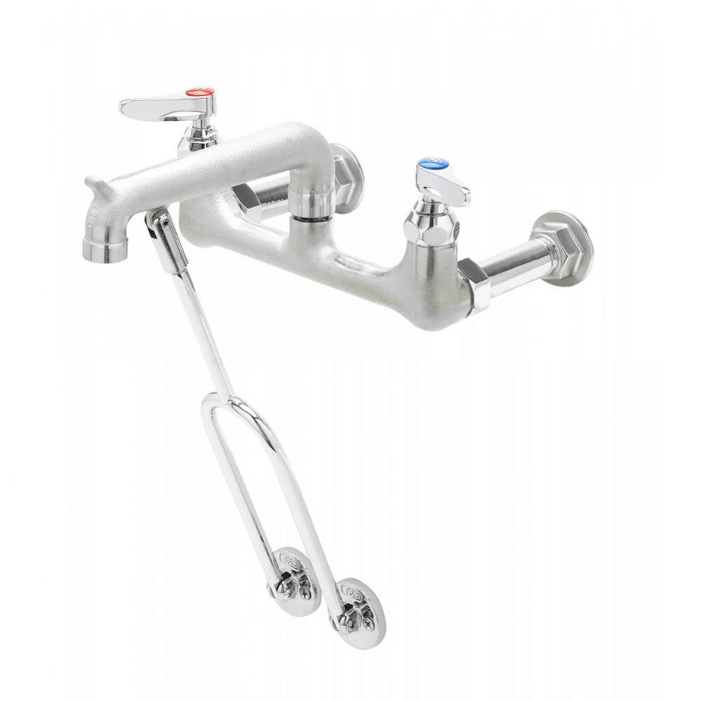 Service Sink Faucet, Wall Mount, 8'' Centers, Wall Brace, Rough Chrome Finish