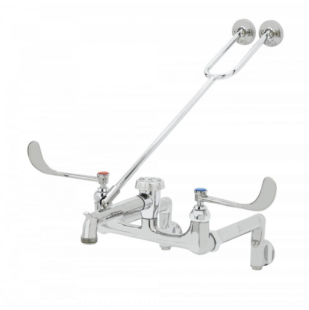 Service Sink Faucet, 8'' Centers, Vac. Breaker, Adjustable Arms, Integral Stops, Top Bra