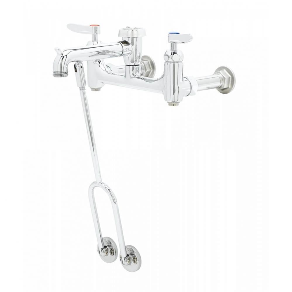 8'' Service Sink Faucet, Wall Mount, Ceramas, Built-In Stops, Vacuum Breaker, Polished