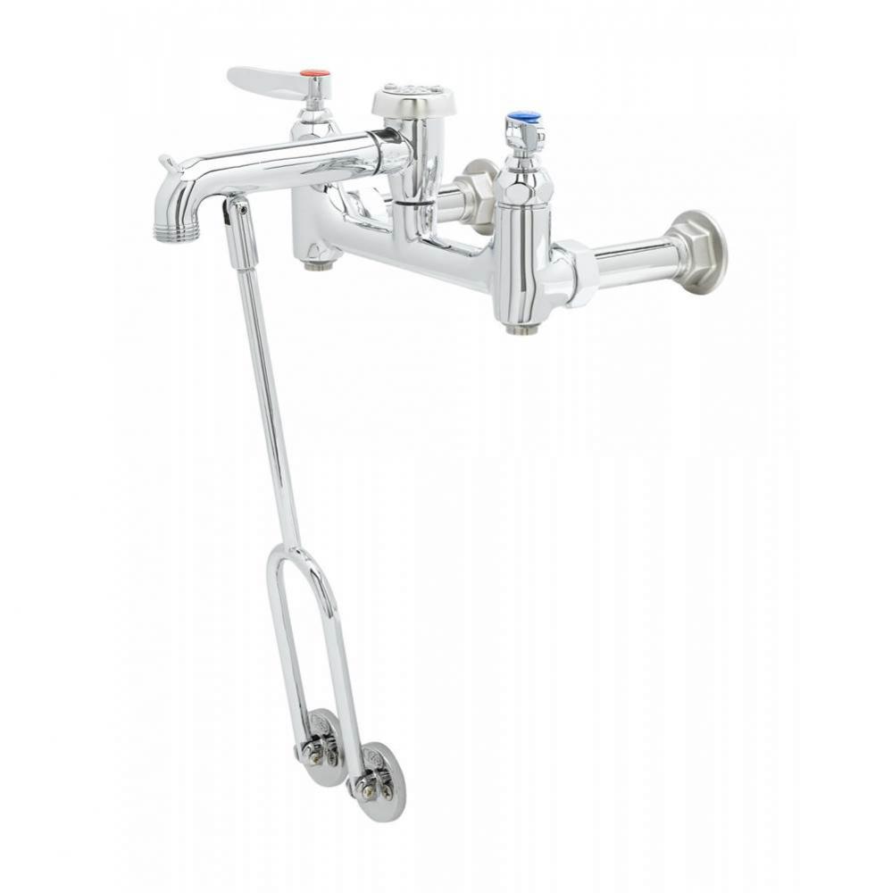 Service Sink Faucet, Wall Mount, 8'' Centers, Built-In Stops, Vacuum Breaker, Polished