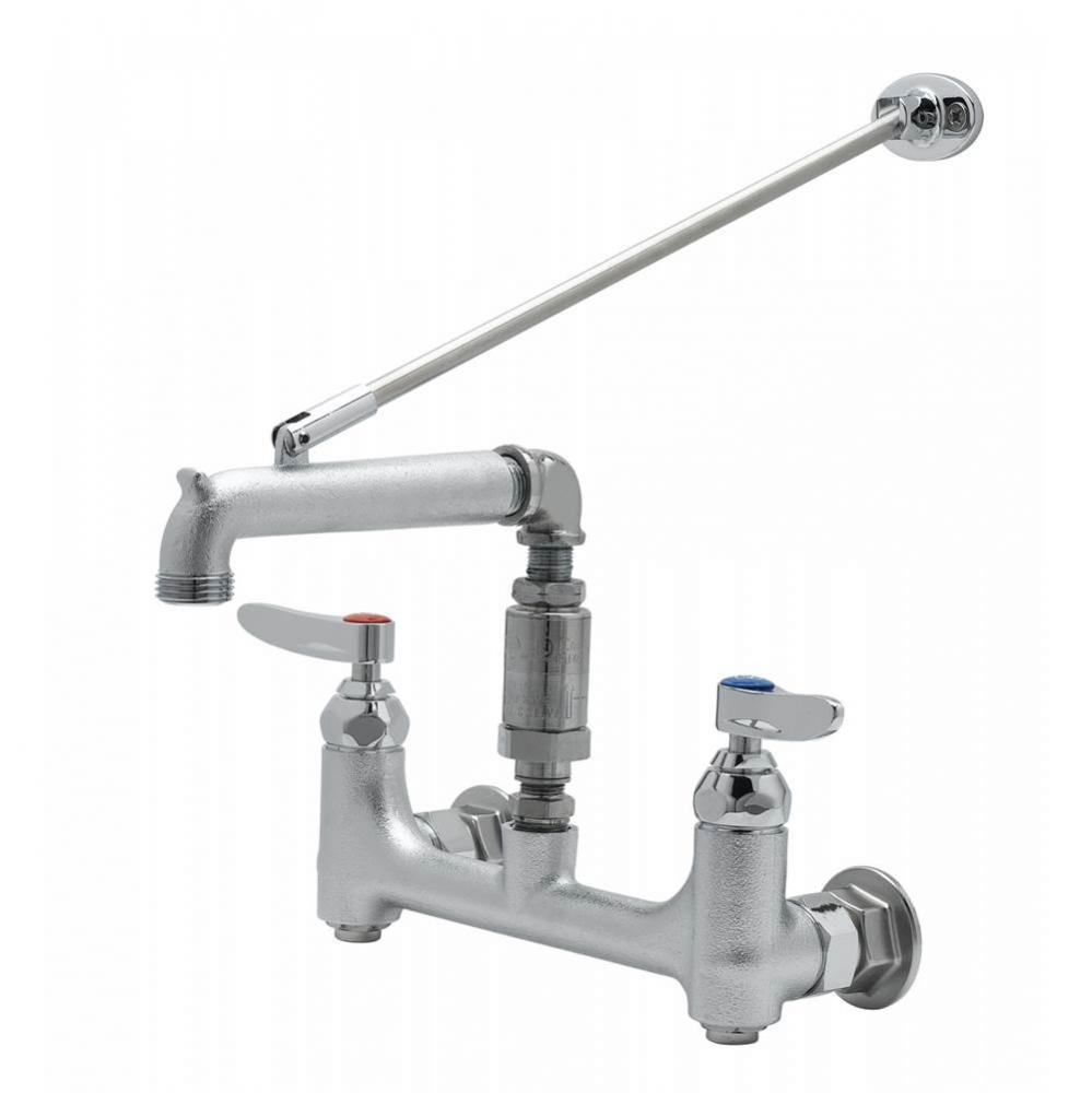 Service Sink Faucet, 8'' Wall Mount, Built-In Stops, Continuous Pressure Vacuum Breaker,