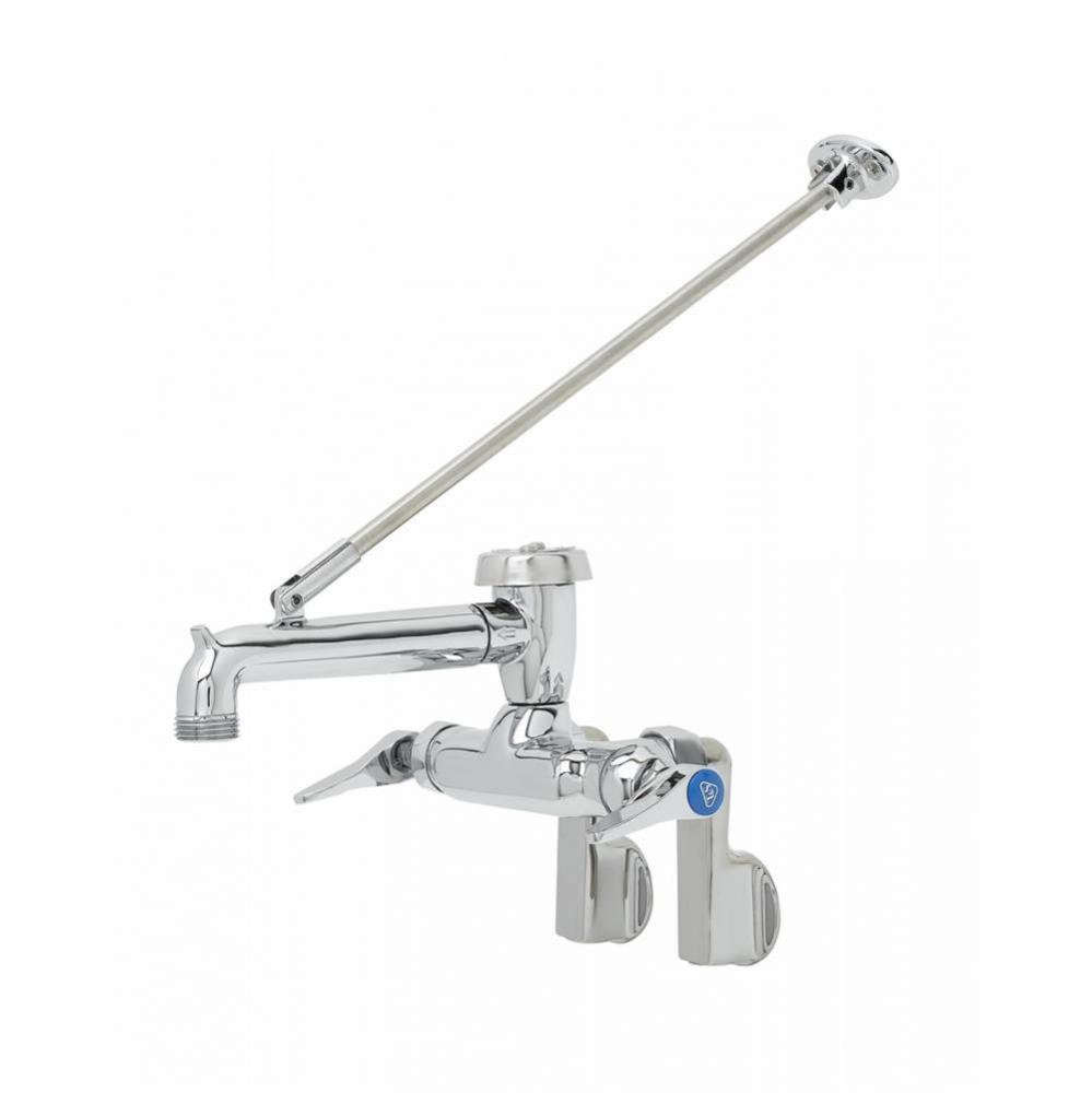 Service Sink Faucet, Wall Mount, Adjustable Centers, Vac. Breaker, Wall Brace, Polished