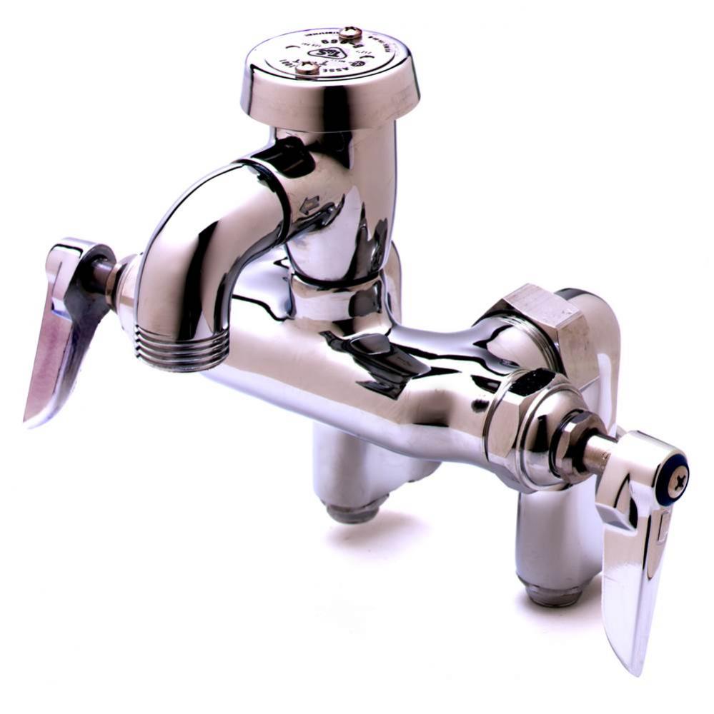Service Sink Faucet, Wall Mount, Adjustable Center, Vac. Breaker, Integral Stop, Polished