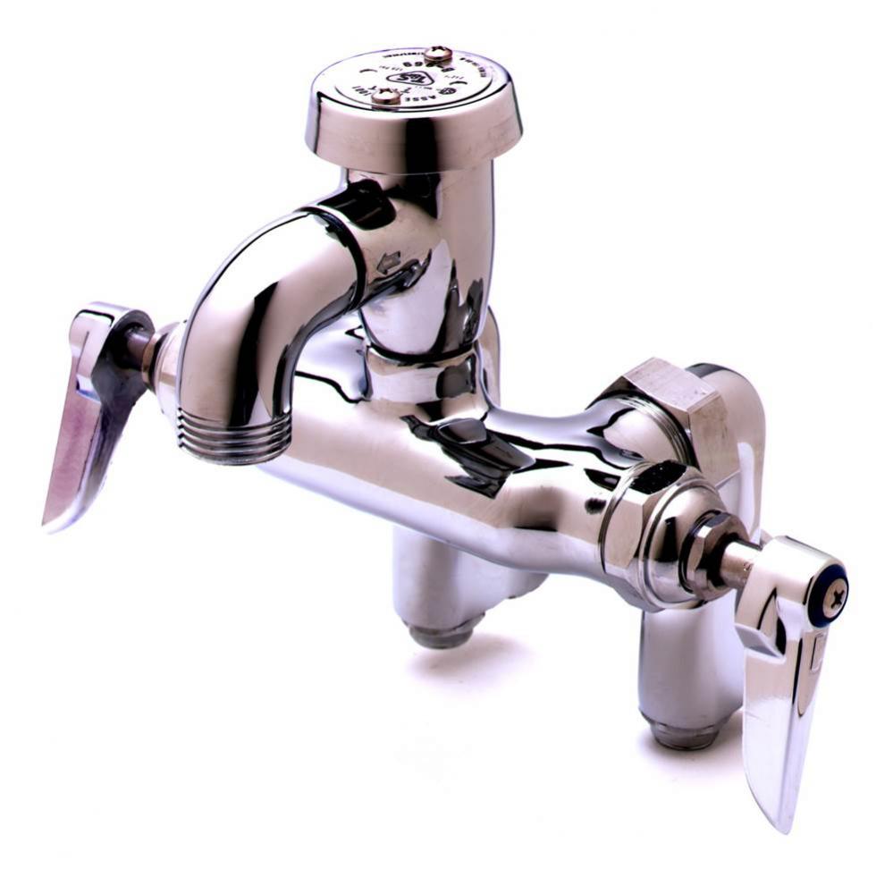 Service Sink Faucet, Wall Mount, Adjustable Centers, Vacuum Breaker, Polished