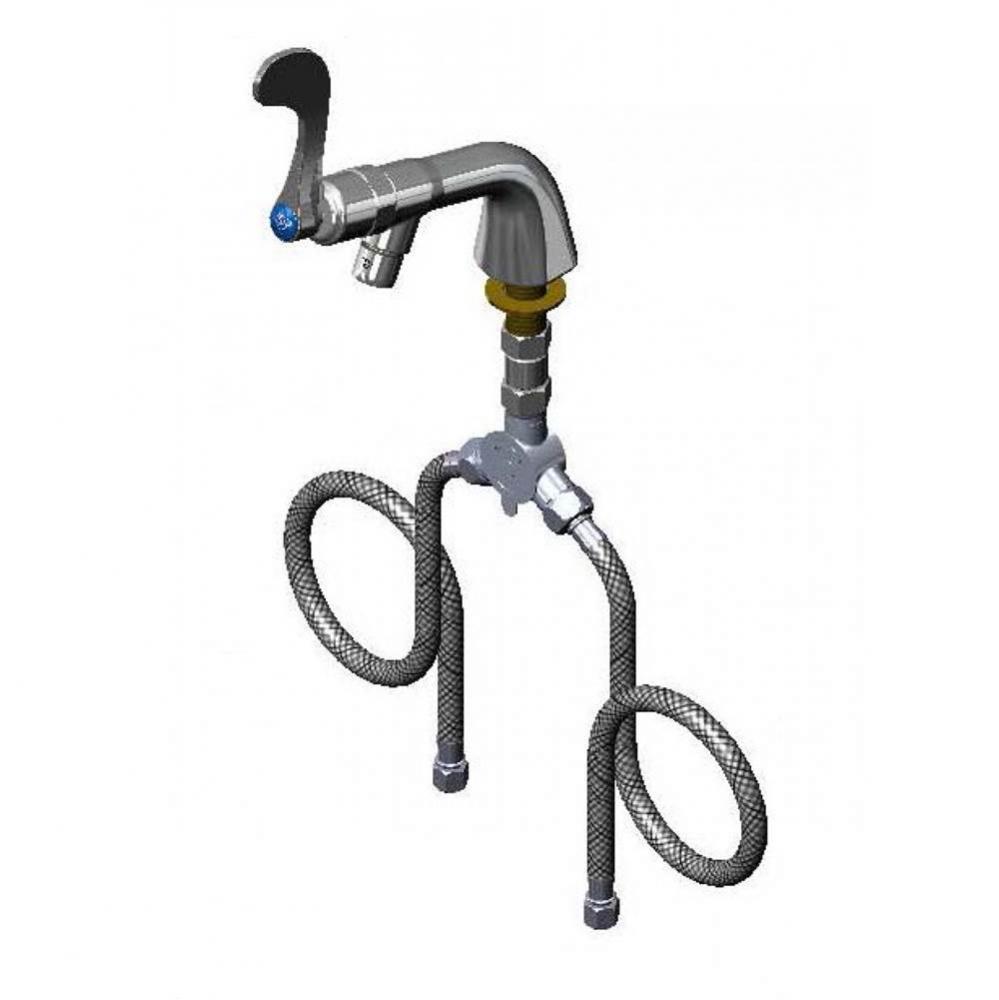 Metering Faucet, Single Hole Base, Flex Hoses, 4'' Wrist Action Handle