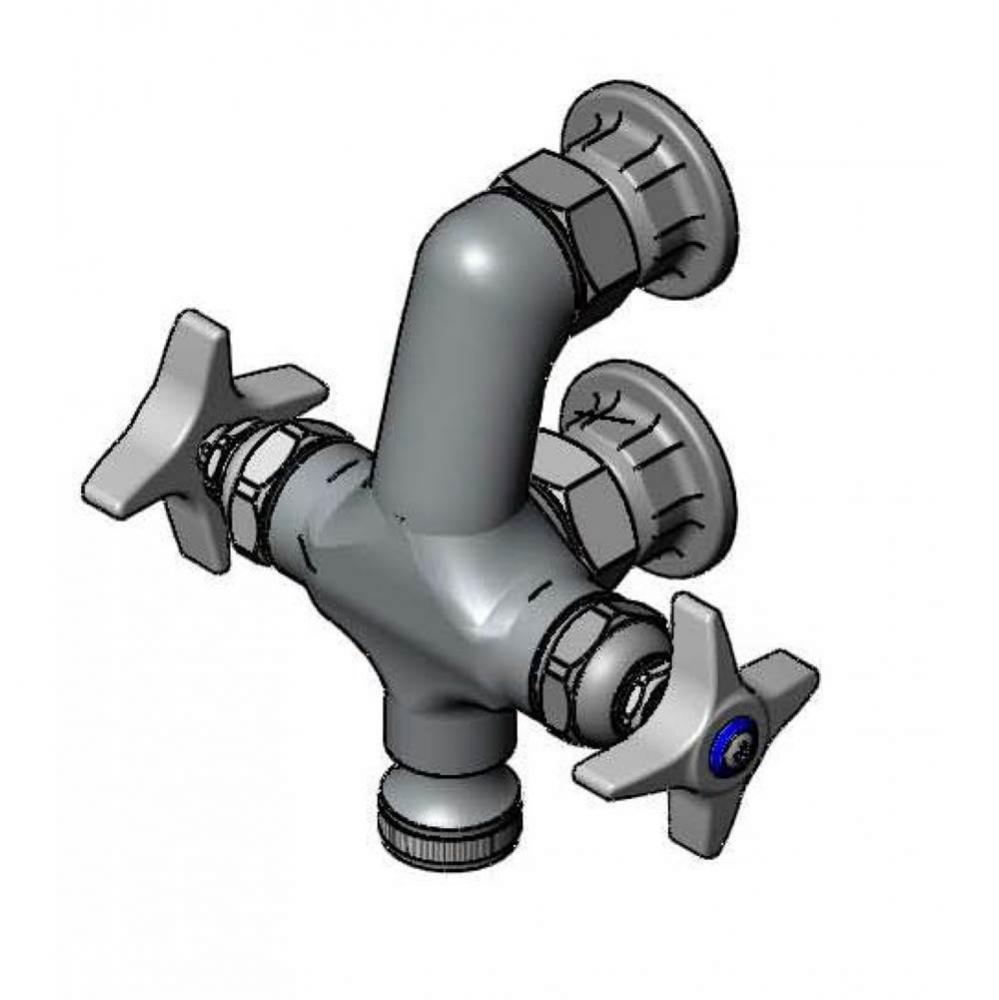 Mixing Faucet, Vertical, 1/2'' NPT Female Inlets, 4-Arm Handles, 2.2 GPM Rosespray, Roug