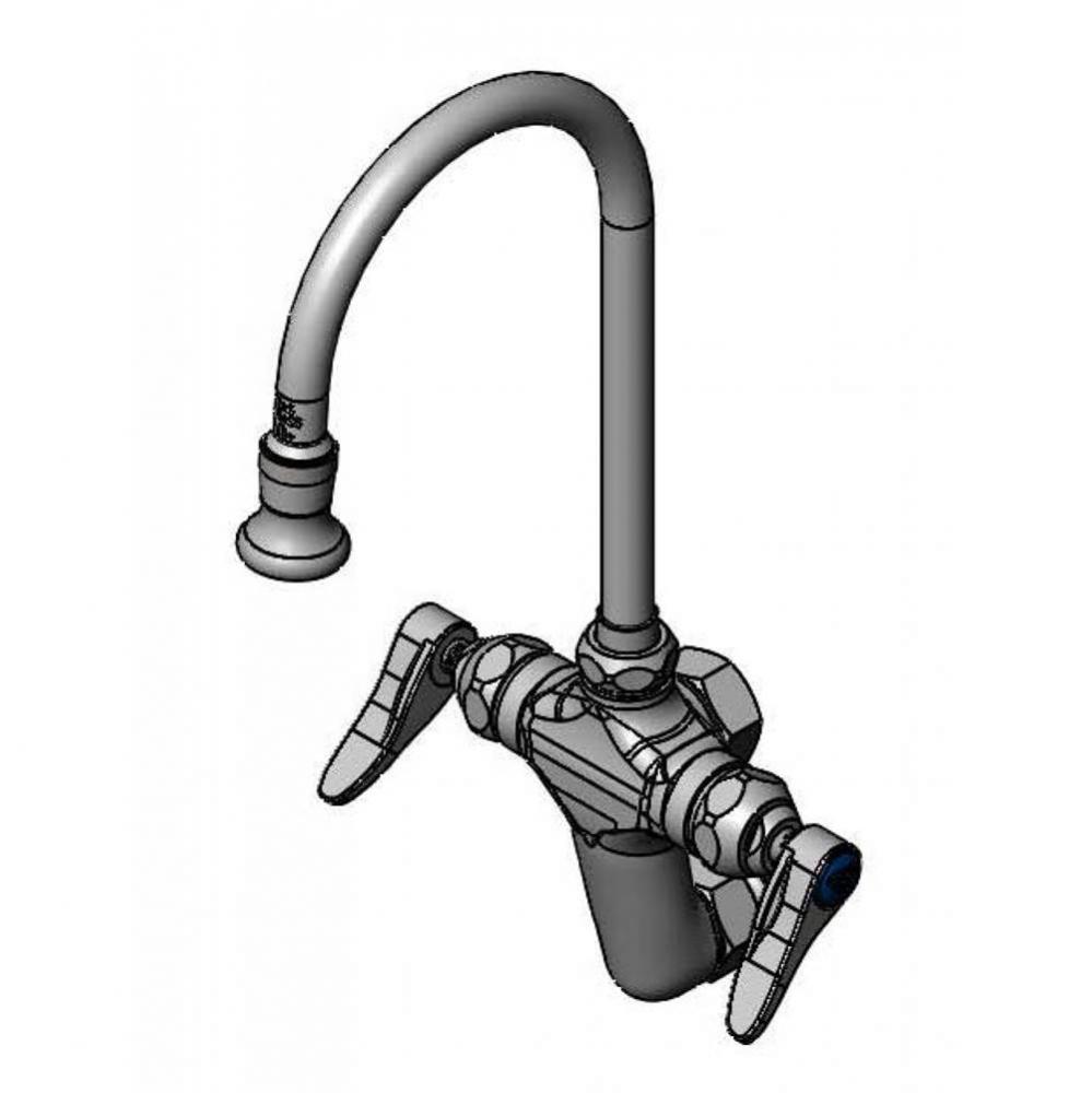 Mixing Faucet, Vertical, Wall Mount, Rigid/Swivel Gooseneck,2.2 GPM Rosespray, 00CC Inlets