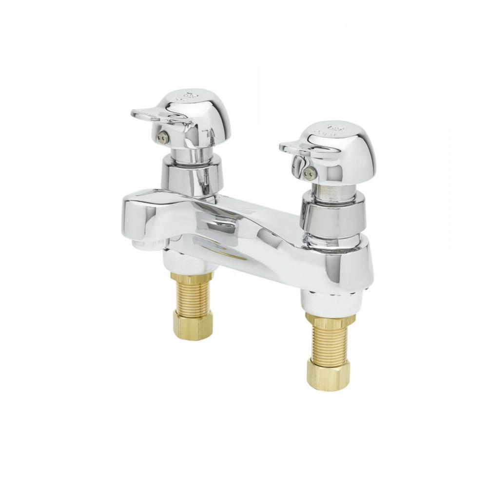 Metering Faucet, Deck Mount, 4'' Centers, Pivot Action Metering