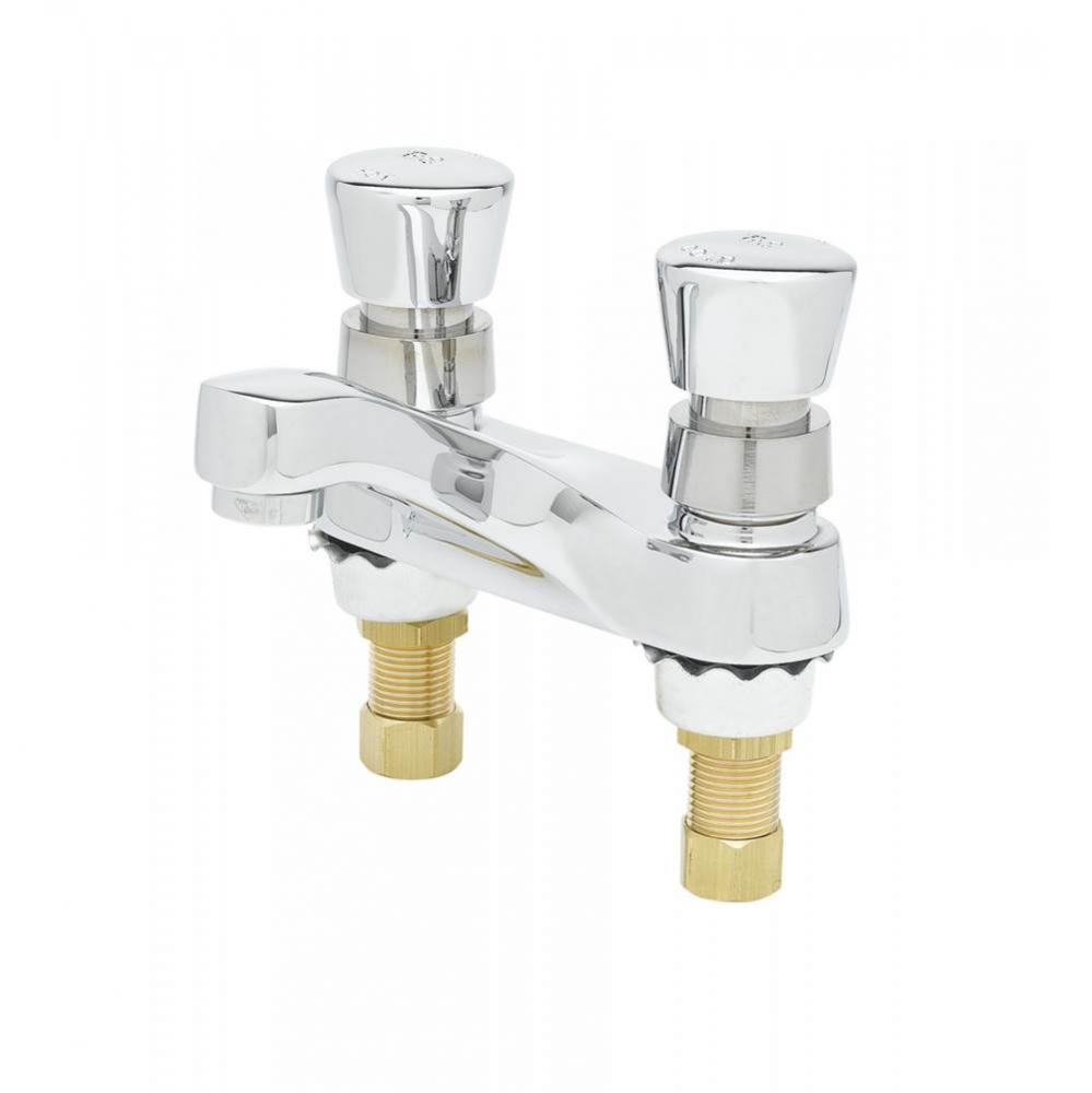 Metering Faucet, Deck Mount, 4'' Centers, VR 2.2 GPM Aerator, Push Button Handles