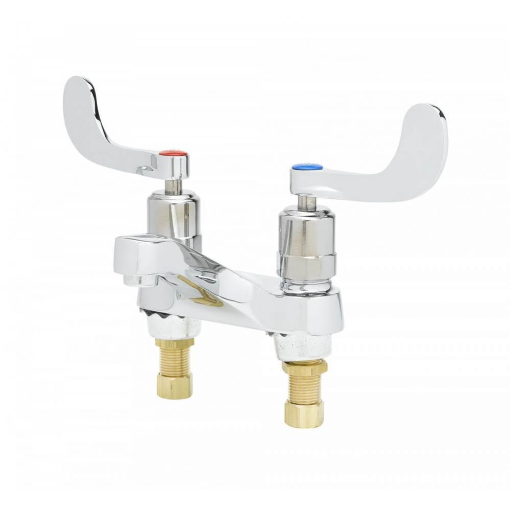 Metering Faucet, Deck Mount, 4'' Centers, 2.2 GPM Aerator, 4'' Wrist Action Ha