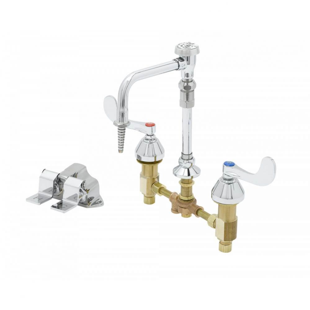 Mixing Faucet w/ Double Pedal Valve, VB Rigid/Swivel Nozzle & Serrated Tip Outlet, 4'&apo