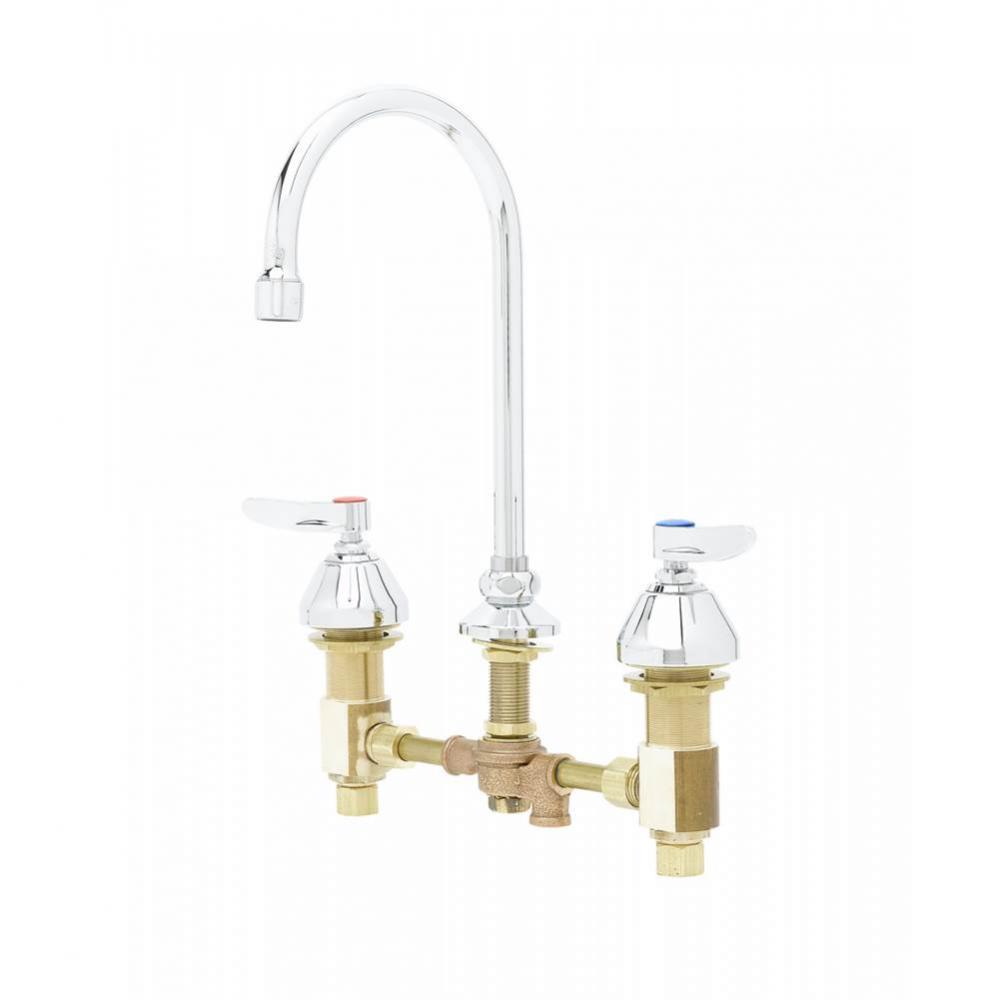 Medical Faucet, Concealed Body, Deck Mount, 8'' Centers, Rigid/Swivel GN, Pedal Valve In