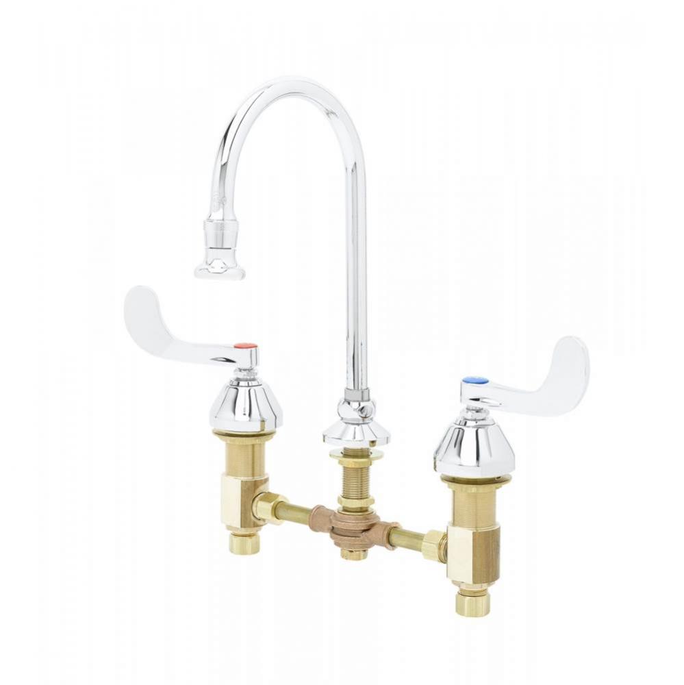 Concealed Widespread Faucet, 8'' Adjustable Centers, 6'' Rigid/Swivel GN, 1.2