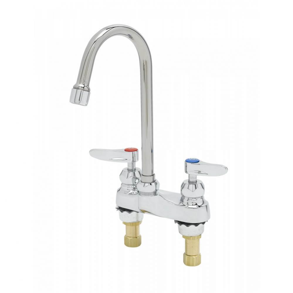 4'' Centerset Faucet, Gooseneck, Ceramas, Lever Handles w/ VR Screws, 2.2 GPM Aerator