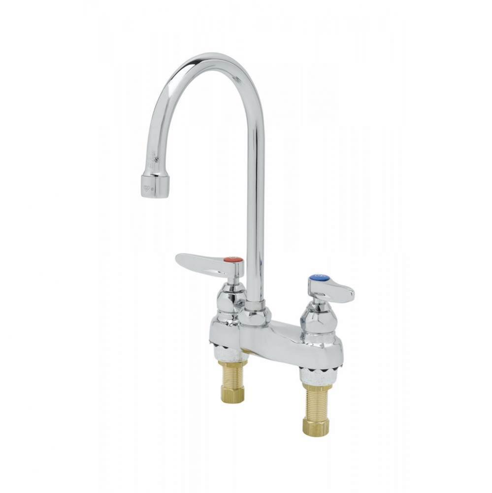 Lavatory Faucet, Deck Mount, 4'' Centers, Swivel Gooseneck, Aerator, 1/2'' NPS