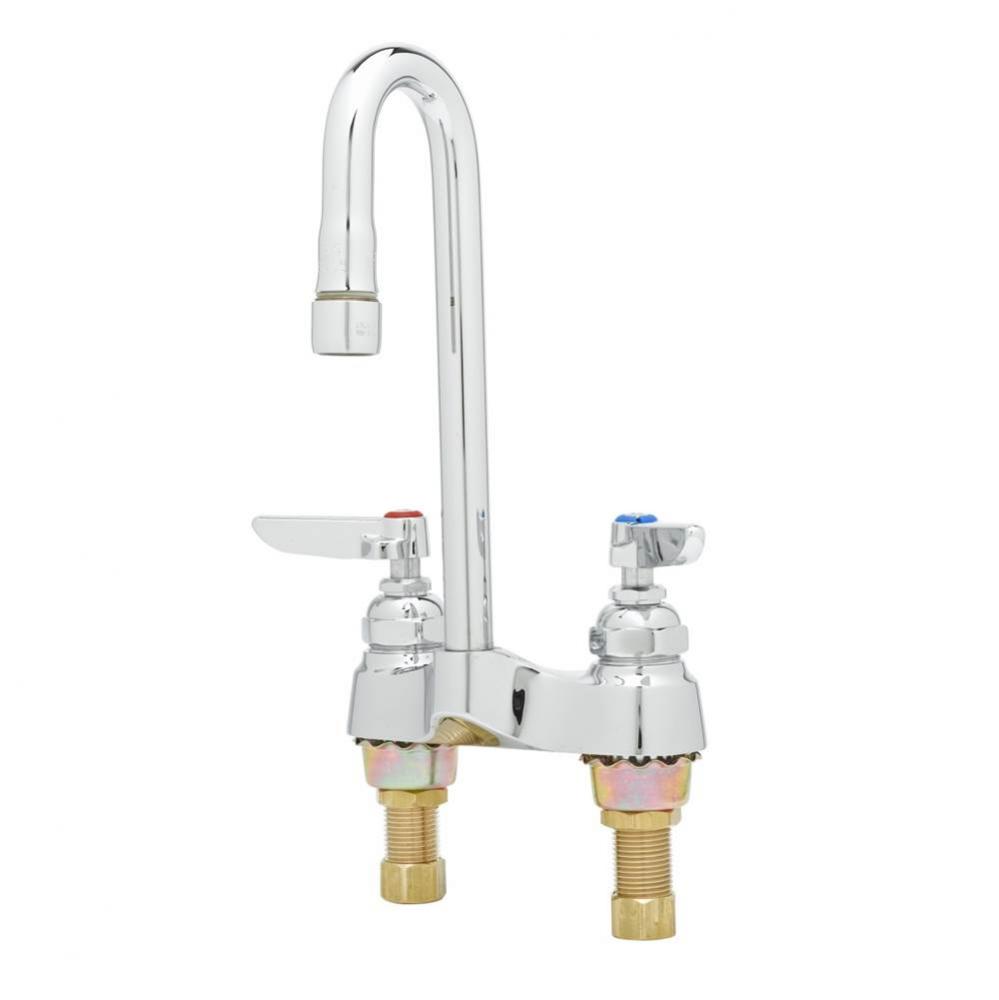 Lavatory Faucet, Deck Mount, 4'' Centers, Rigid Gooseneck, Aerator (Qty. 6)