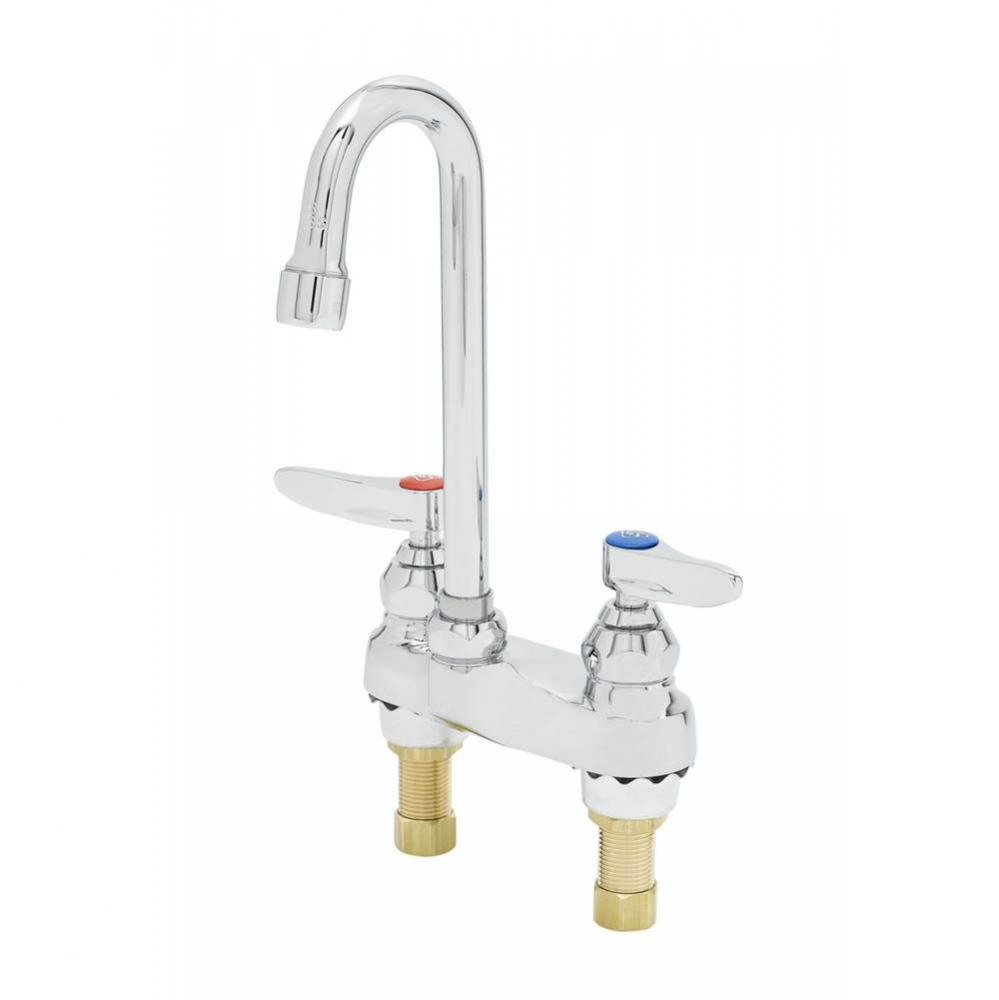 Lavatory Faucet, 4'' Deck Mount, Swivel/Rigid Gooseneck, 2.2 GPM Aerator, 1/2'&apos