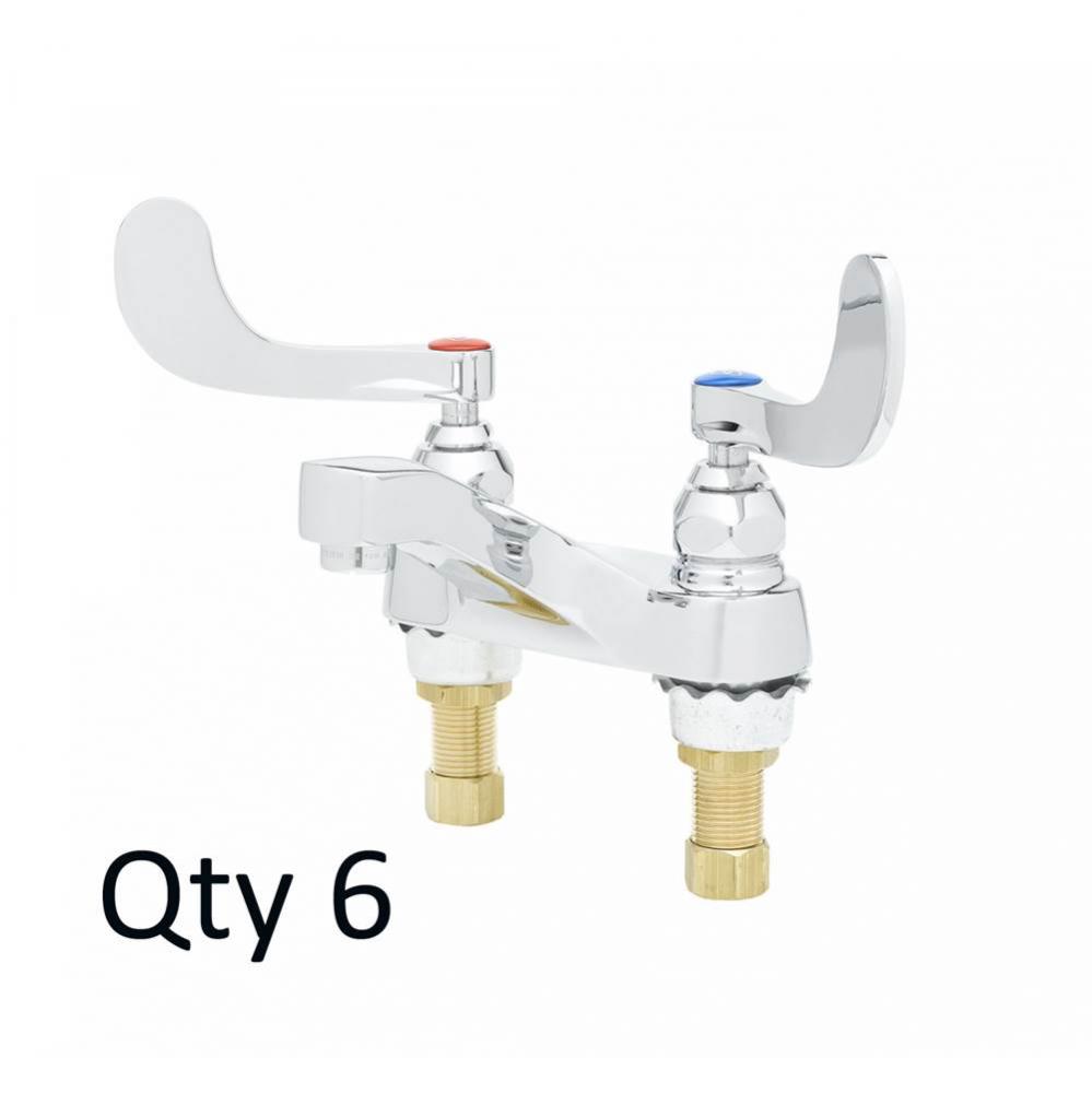 Medical Faucet, Deck Mount, Cast Basin Spout, Aerator, 4'' Wrist Action Handles (Qty. 6)