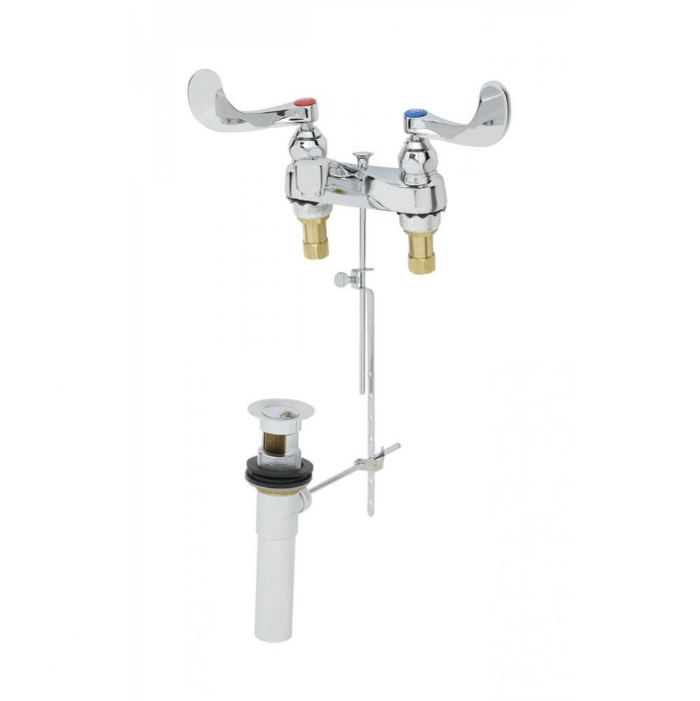Lavatory Faucet, 4'' Deck Mount, 1.2 GPM Aerator, 4'' Wrist-Action Handles, Po