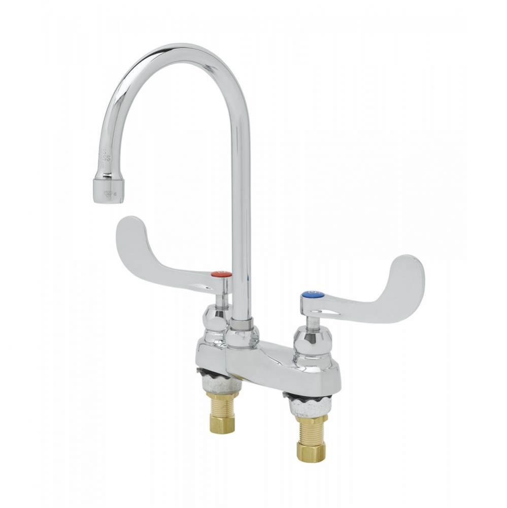 4'' Lavatory Fct, Deck Mt, Ceramas, Swivel/Rigid Gooseneck, Stream Regulator, 4'&ap