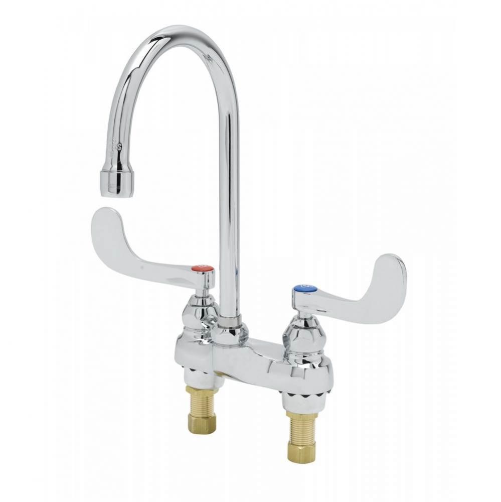 Medical Faucet, 4'' Centerset, Swivel/Rigid Gooseneck, 2.2 gpm Laminar Outlet, 4'&a