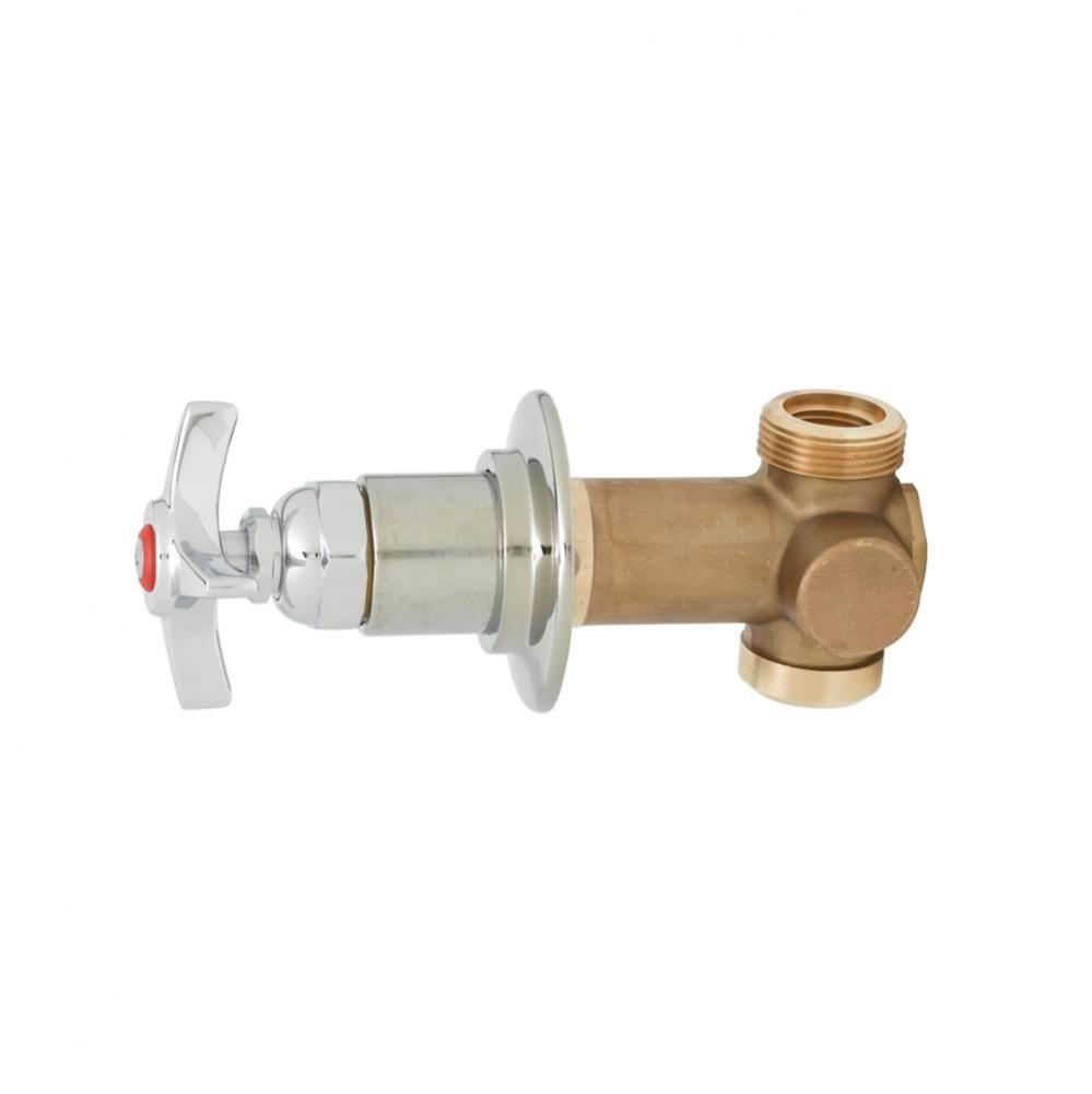 Concealed Bypass Valve, 1/2'' NPT Female Inlet and Outlet, 4-Arm Handle, Hot Index