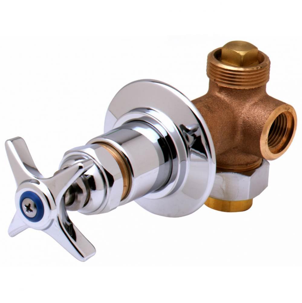 Concealed Bypass Valve, 1/2'' NPT Female Inlet and Outlet, 4-Arm Handle, Cold Index