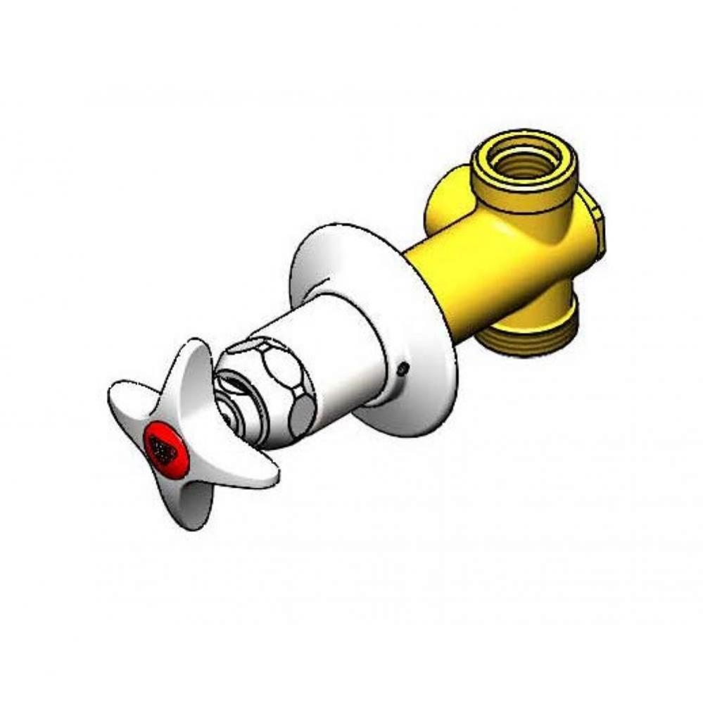 Concealed Straight Valve, 1/2'' NPT Female Inlet and Outlet, 4-Arm Handle, Hot Index