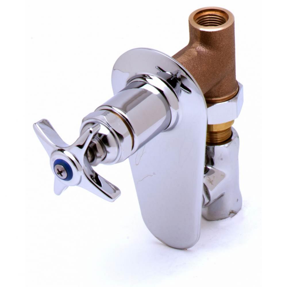 Concealed Straight Valve, 1/2'' NPT Female Inlet and Outlet, Loose Key Stop, 4-Arm Handl