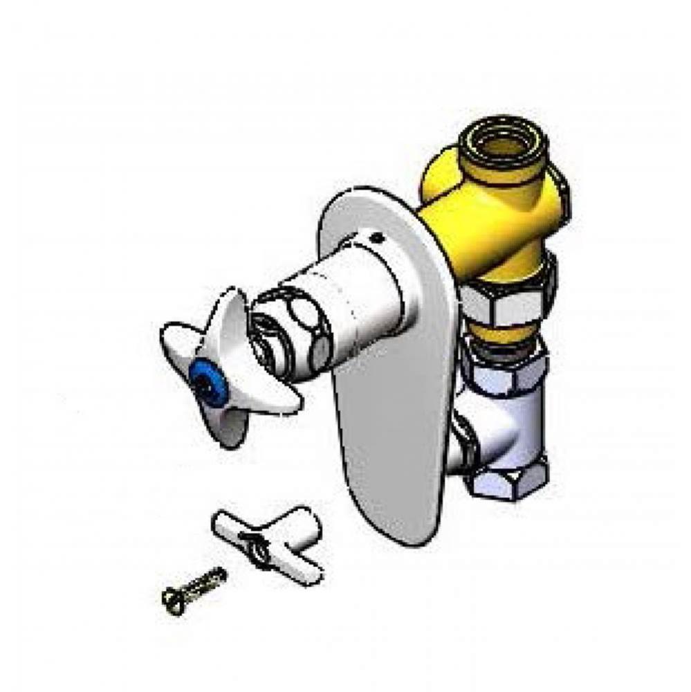 Concealed Straight Valve, 1/2'' NPT Female Inlet and Outlet, Loose Key Stop, 4-Arm Handl