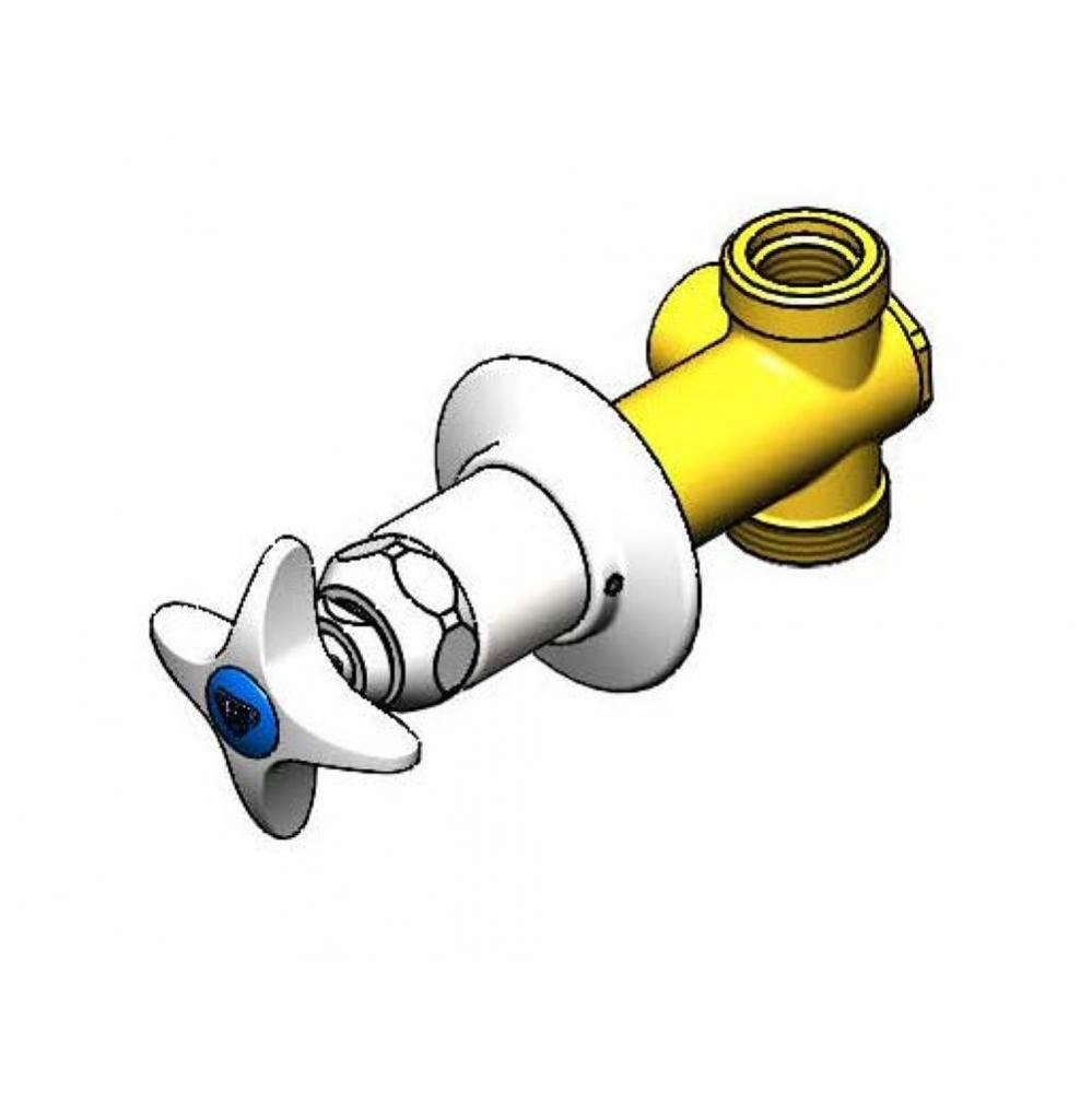 Concealed Straight Valve, 1/2'' NPT Female Inlet & Outlet, 4-Arm Handle, Cold Index