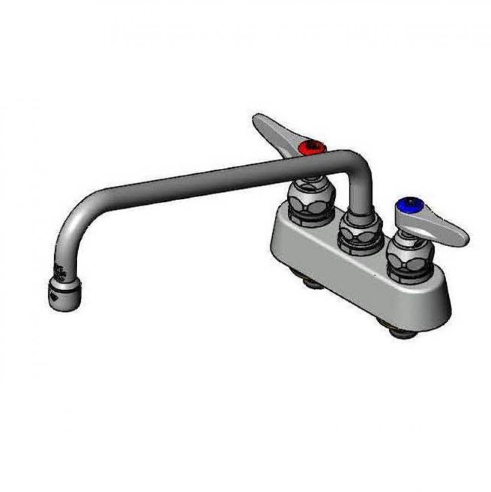 Workboard Faucet, Deck Mount, 3-1/2'' Centers, 12'' Swing Nozzle, Lever Handle