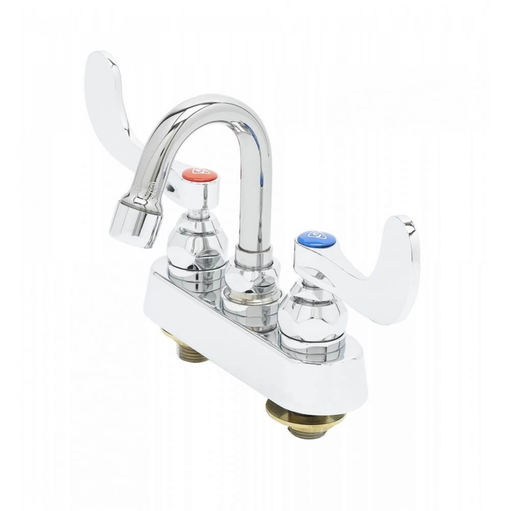 4'' Deck Mount Workboard Faucet, Swivel Gooseneck & 4'' Wrist Action Handl