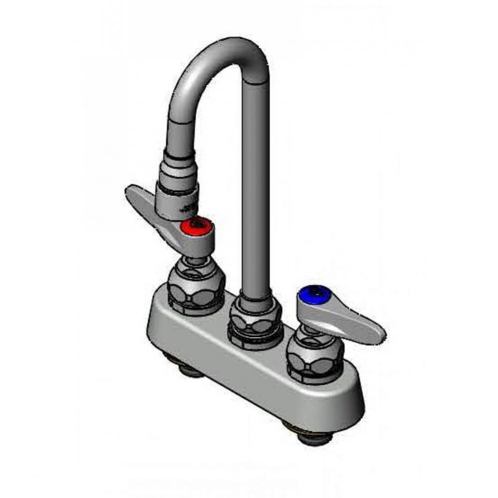 Workboard Faucet, 4'' Deck Mount, Lever Handles, Swivel Gooseneck, 1.0 GPM VR Aerator