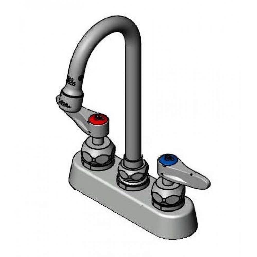 4'' Workboard Faucet, Deck Mount, Ceramas, Swivel Gooseneck, 1.5 GPM, Lever Handles