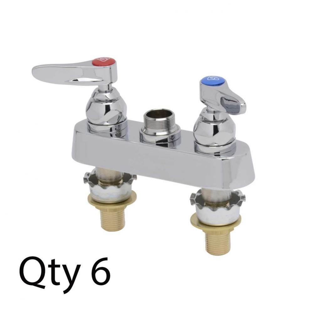 Workboard Faucet, Deck Mount, 4'' Centers, Lever Handles, 2'' Shank, Less Nozz